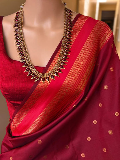 REDDISH MAROON NARAYANPET ART SILK SAREE