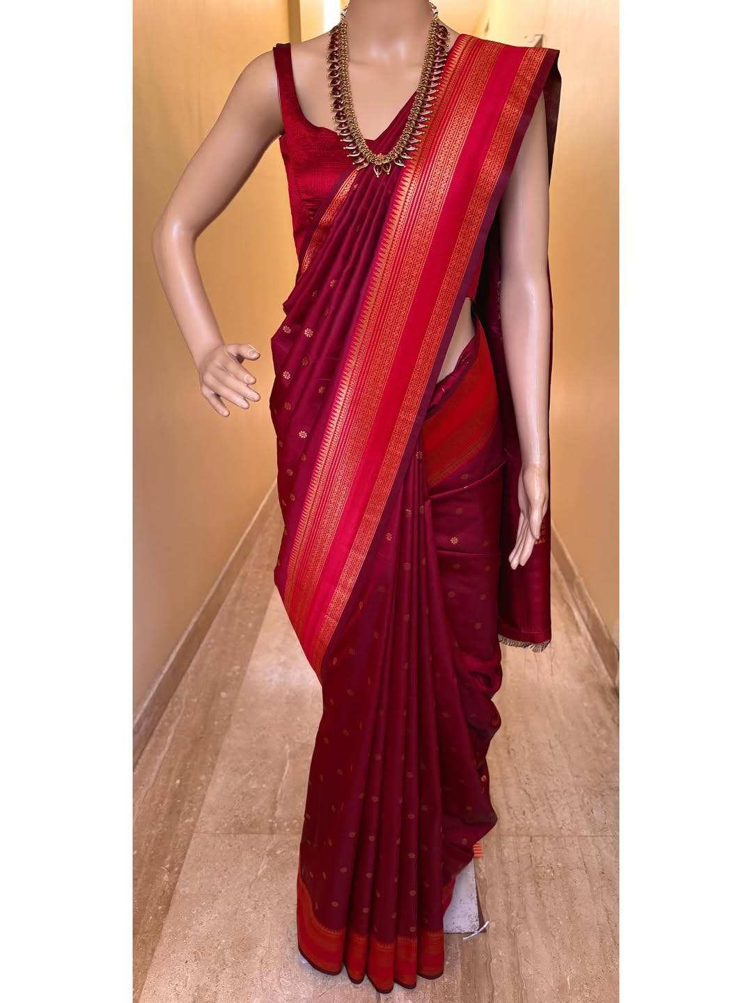 REDDISH MAROON NARAYANPET ART SILK SAREE