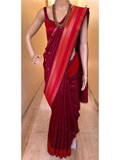 REDDISH MAROON NARAYANPET ART SILK SAREE