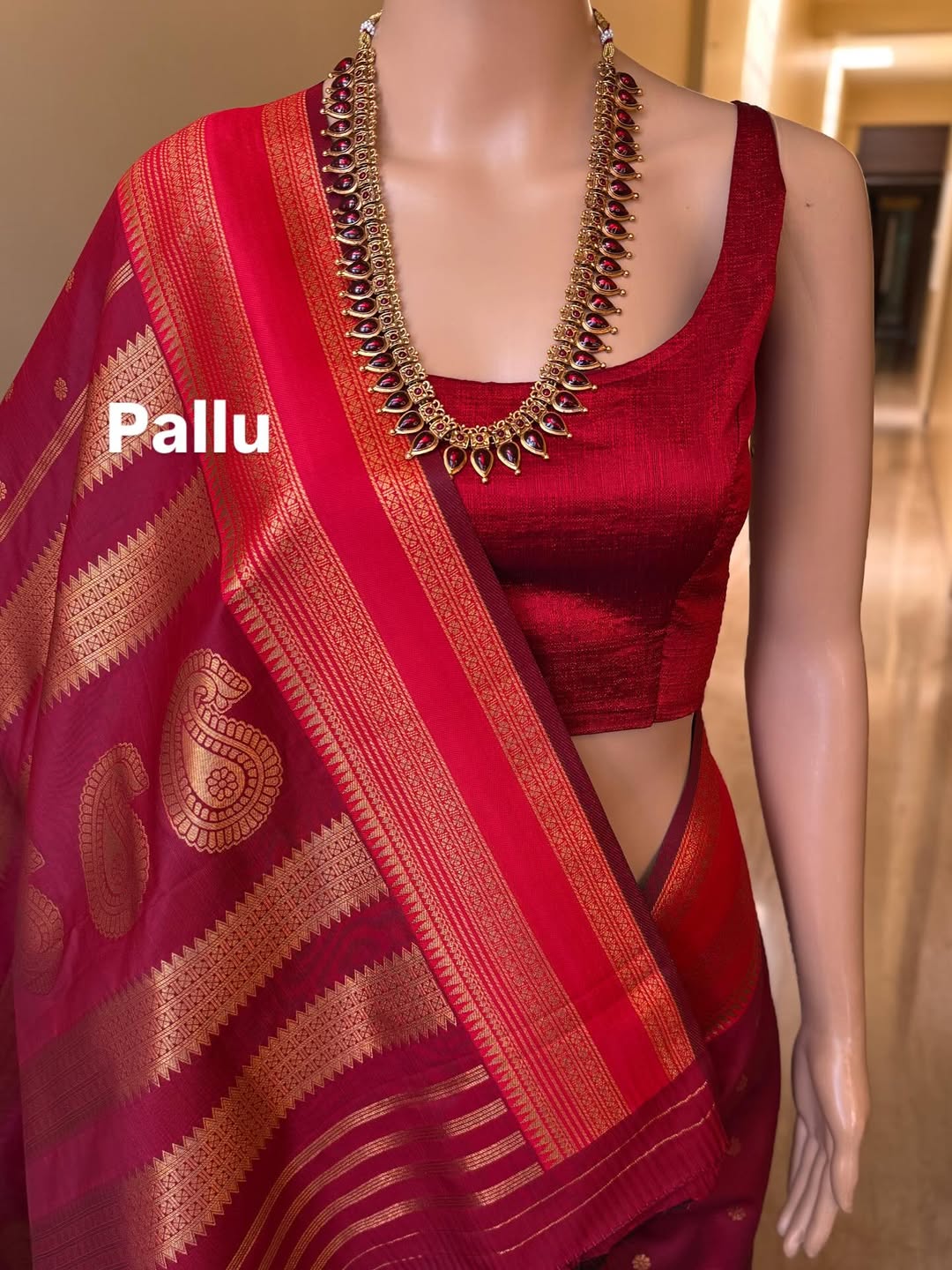 REDDISH MAROON NARAYANPET ART SILK SAREE