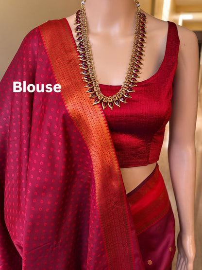 REDDISH MAROON NARAYANPET ART SILK SAREE