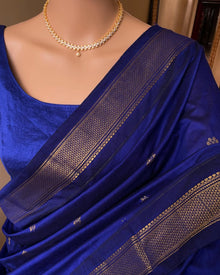 Pepsi blue cotton silk full butta saree
