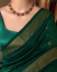 Bottle green cotton silk full butta saree