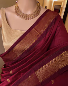 Reddish cotton silk full butta saree