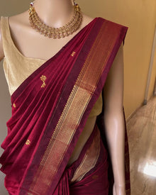 Reddish cotton silk full butta saree