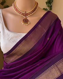 Magenta cotton silk full butta saree