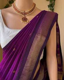 Magenta cotton silk full butta saree