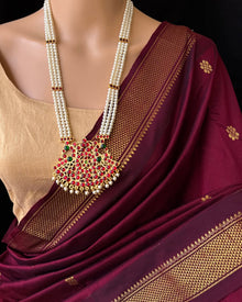 Maroon cotton silk full butta saree