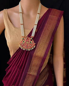 Maroon cotton silk full butta saree