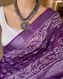 VIOLET COTTON PRINTED SAREE
