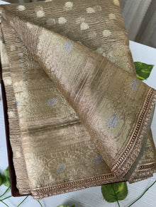 IVORY SOFT CRUSH TISSUE SAREE WITH SEQUENCE LACE