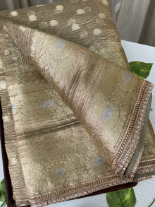 IVORY SOFT CRUSH TISSUE SAREE WITH SEQUENCE LACE