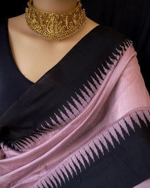 LAVENDER COTTON SILK SAREE WITH TEMPLE BORDER