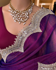 PURPLE METTALIC TISSUE SAREE