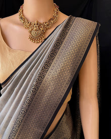 ASH GREY ART SILK SAREE