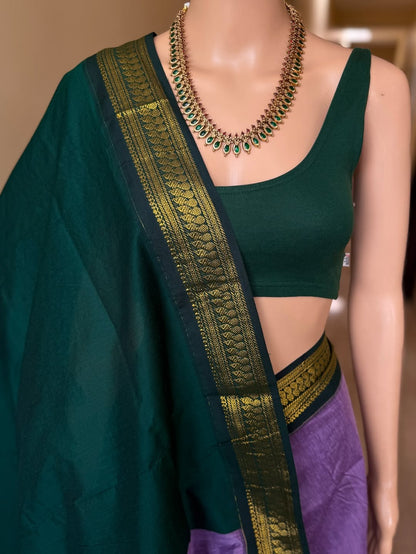 LAVENDER SILK SAREE TRADITIONAL GREEN BORDER