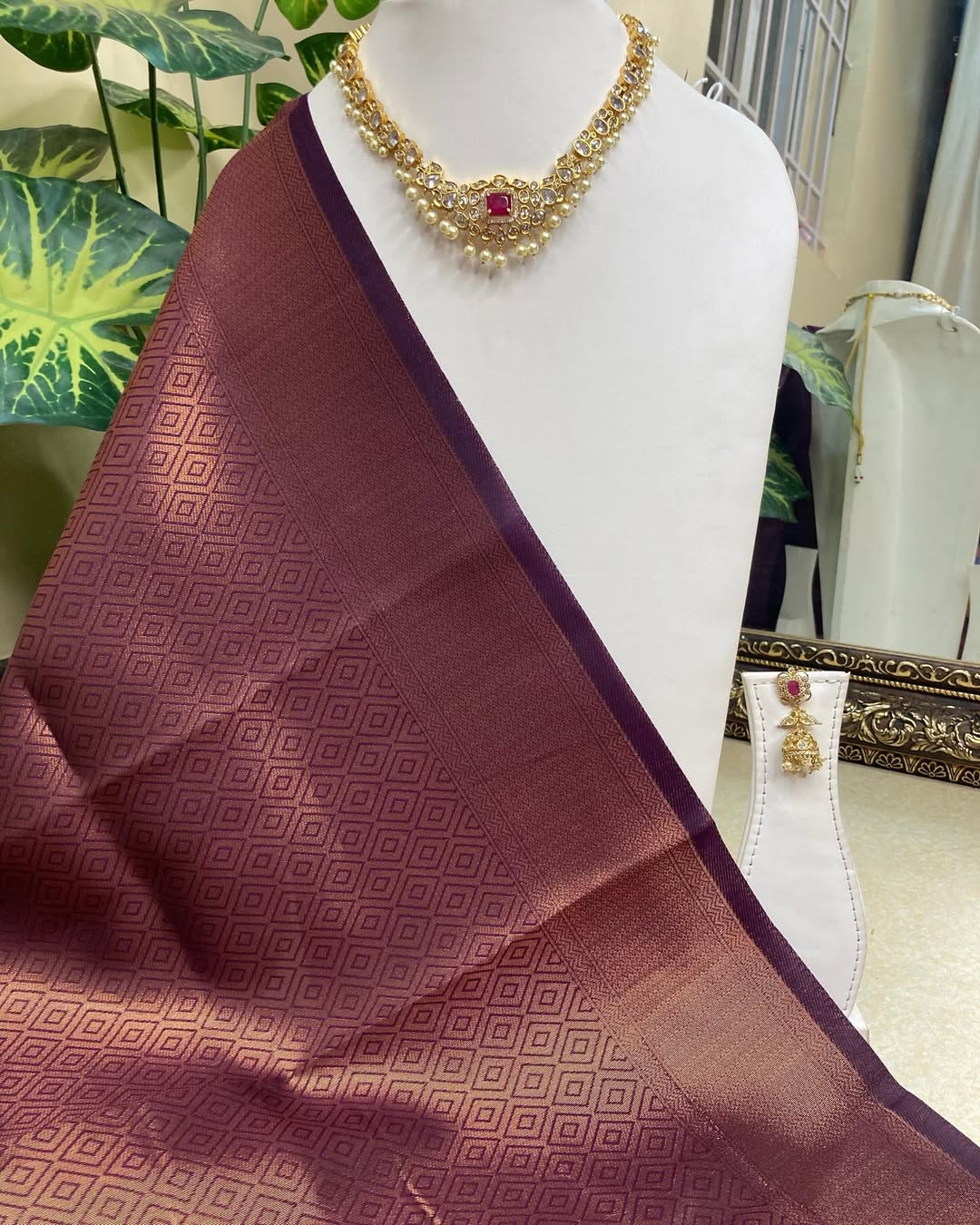 MAGENTA BROCADE ART SILK SAREE