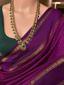 MAGENTA KATTAM COTTON SILK SAREE WITH RUDRAKSHA BORDER
