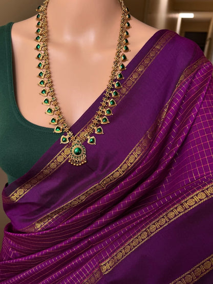 MAGENTA KATTAM COTTON SILK SAREE WITH RUDRAKSHA BORDER