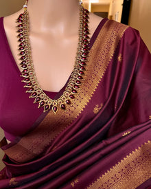 MAROON ART SILK SAREE WITH GOLDEN ZARI SMALL BORDER