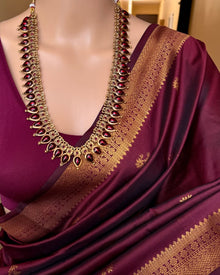 MAROON ART SILK SAREE WITH GOLDEN ZARI SMALL BORDER
