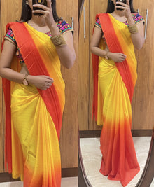 YELLOW GEORGETTE SHADED SAREE