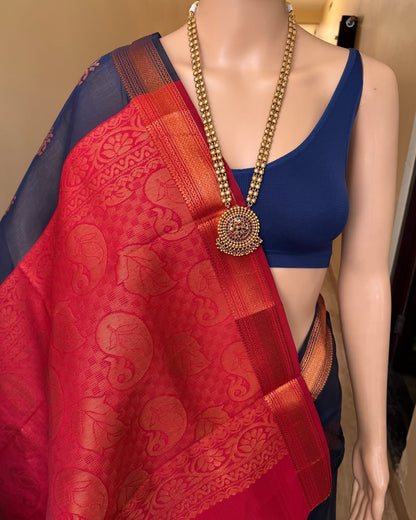 NAVY BLUE SILK COTTON SAREE