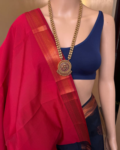 NAVY BLUE SILK COTTON SAREE
