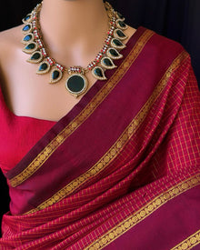 REDDISH MARRON RUDRAKSHA KATTAM COTTON SAREE