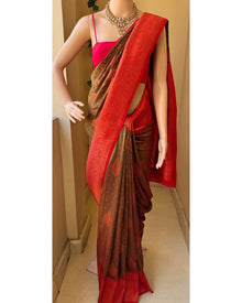 GREENISH BROWN ART SILK SAREE