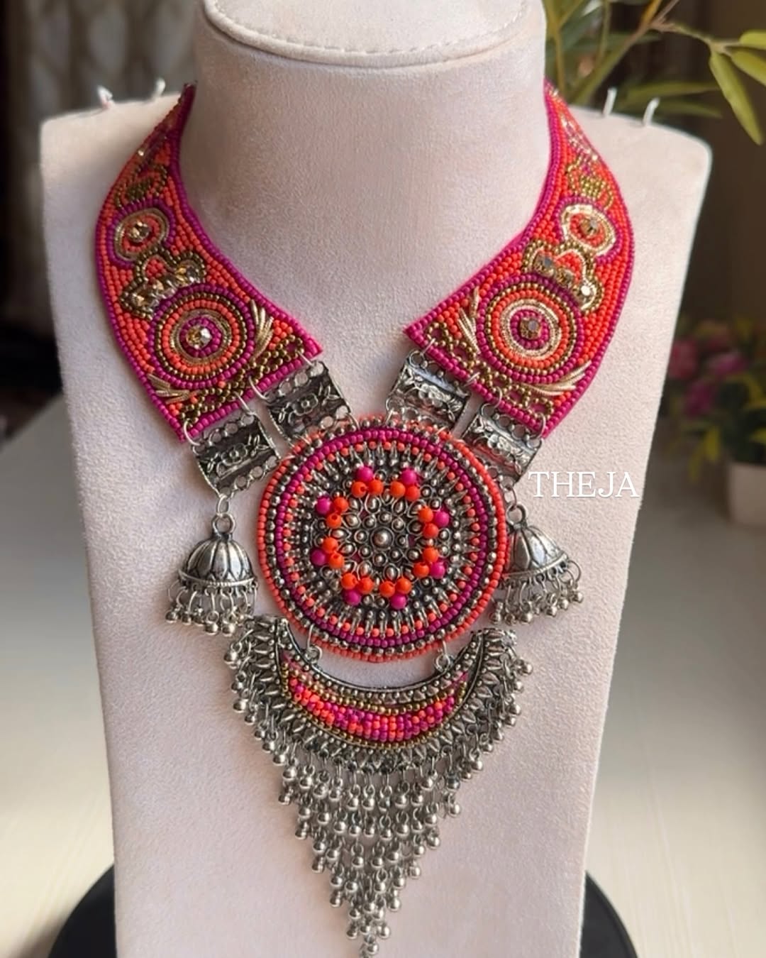 ORANGE PINK BEADWORK JEWELLERY
