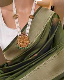 OLIVE GREEN ART SILK SAREE