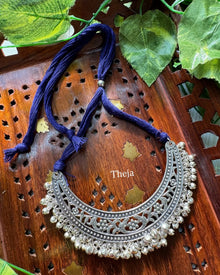 OXIDISED GUNGARU SHORT NECK PIECE