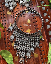OXIDISED MIRROR CHOCKER NECK PIECE