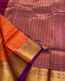 ORANGE KANCHIPURAM PURE SILK SAREE