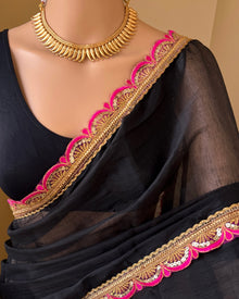 BLACK METTALIC TISSUE SAREE