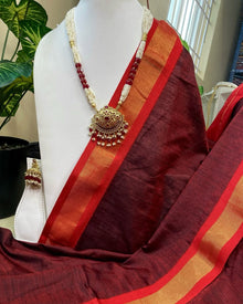 MARRON SOFT GADWAL COTTON SILK SAREE