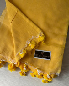 PALE YELLOW PLAIN KHADI COTTON SAREE