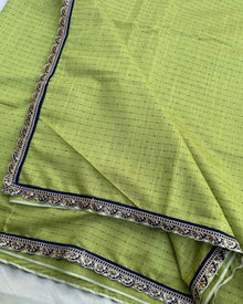 PARROT GREEN SILK COTTON SAREE