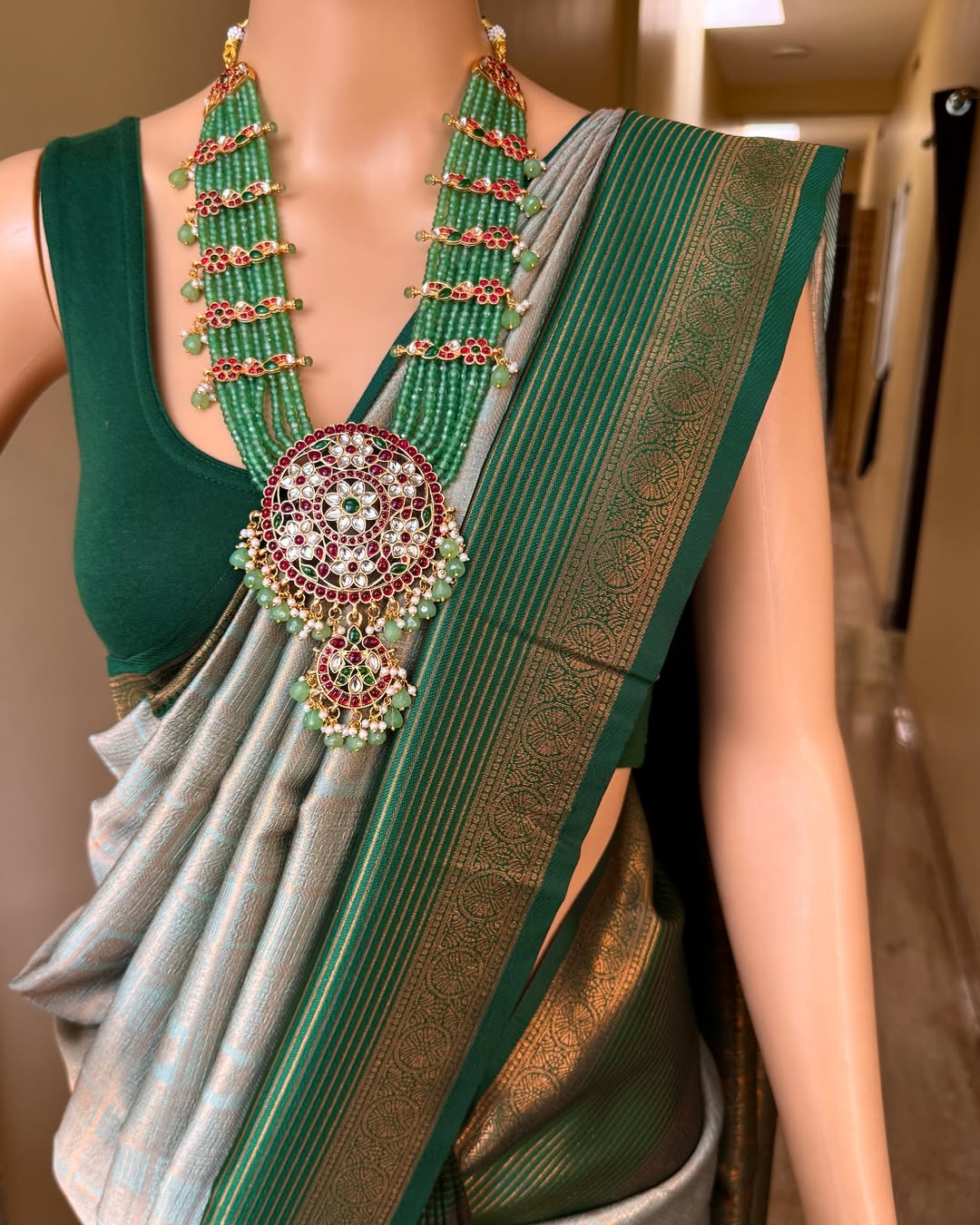PASTEL GREEN KATTAM ART SILK SAREE