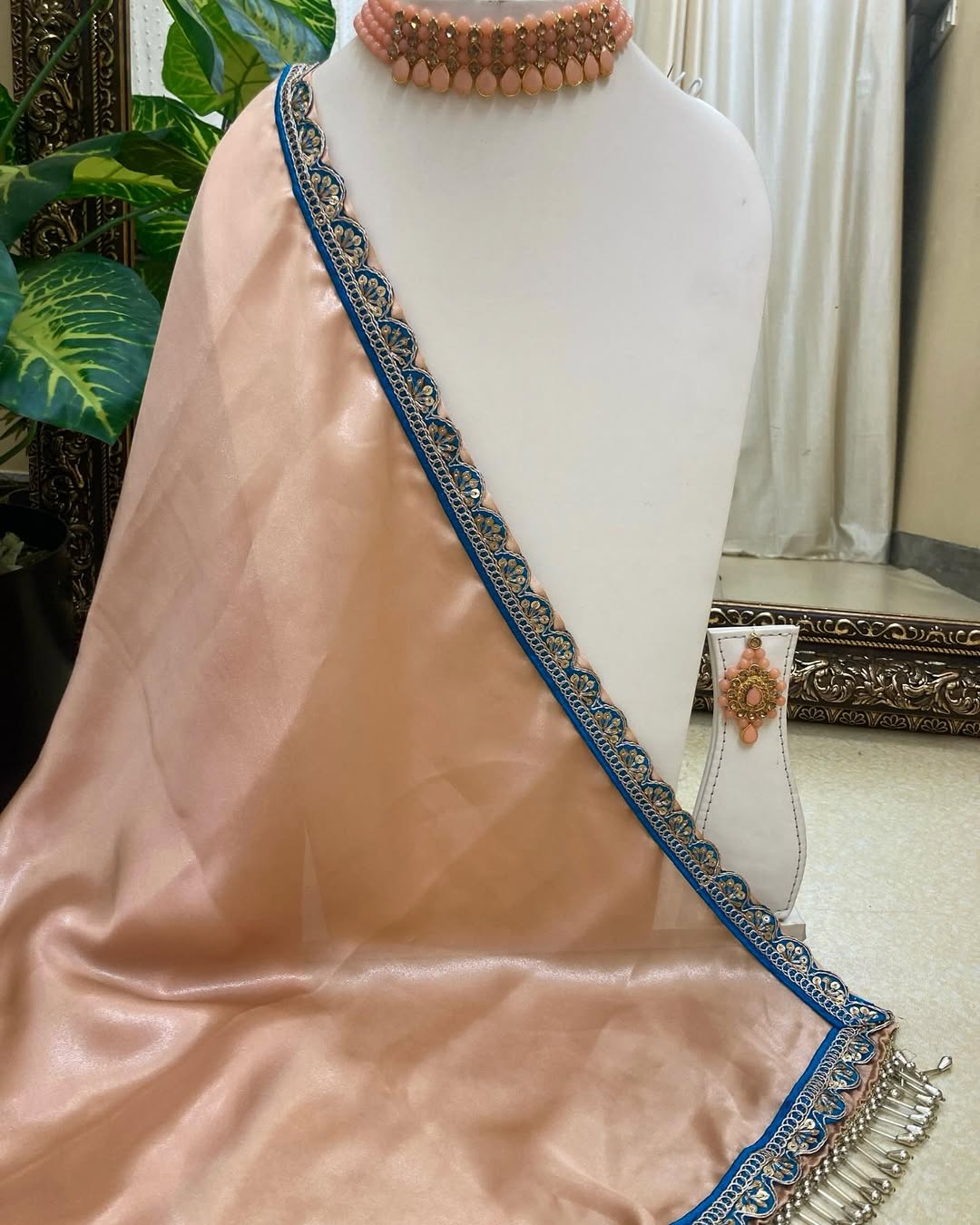 PEACH GEORGETTE SHIMMER SAREE