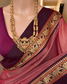 PEACH NARAYNPET COTTON SAREE