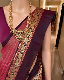 PEACH NARAYNPET COTTON SAREE