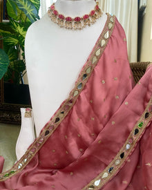 PEACH SATIN GEORGETTE SAREE