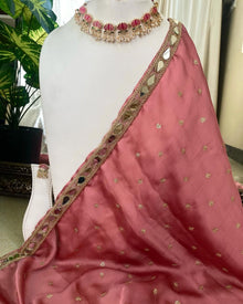 PEACH SATIN GEORGETTE SAREE