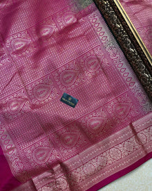 PEACOCK GREEN ART SILK SAREE WITH MAGENTA BORDER