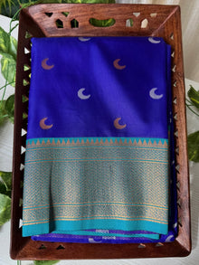 PEPSI BLUE CHANDRAKOR ART SILK WITH TEAL BLUE BORDER