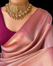 PASTEL PINK TISSUE SAREE
