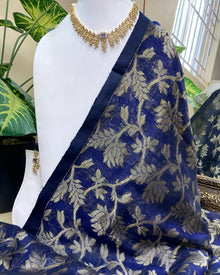 NAVY BLUE LINEN COTTON SAREE