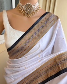 WHITE SATIN SILK SAREE